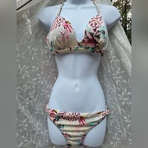 Athleta Bikini, String Pink, Cream Bikini Set, Pool, Beach Swimwear Two Piece